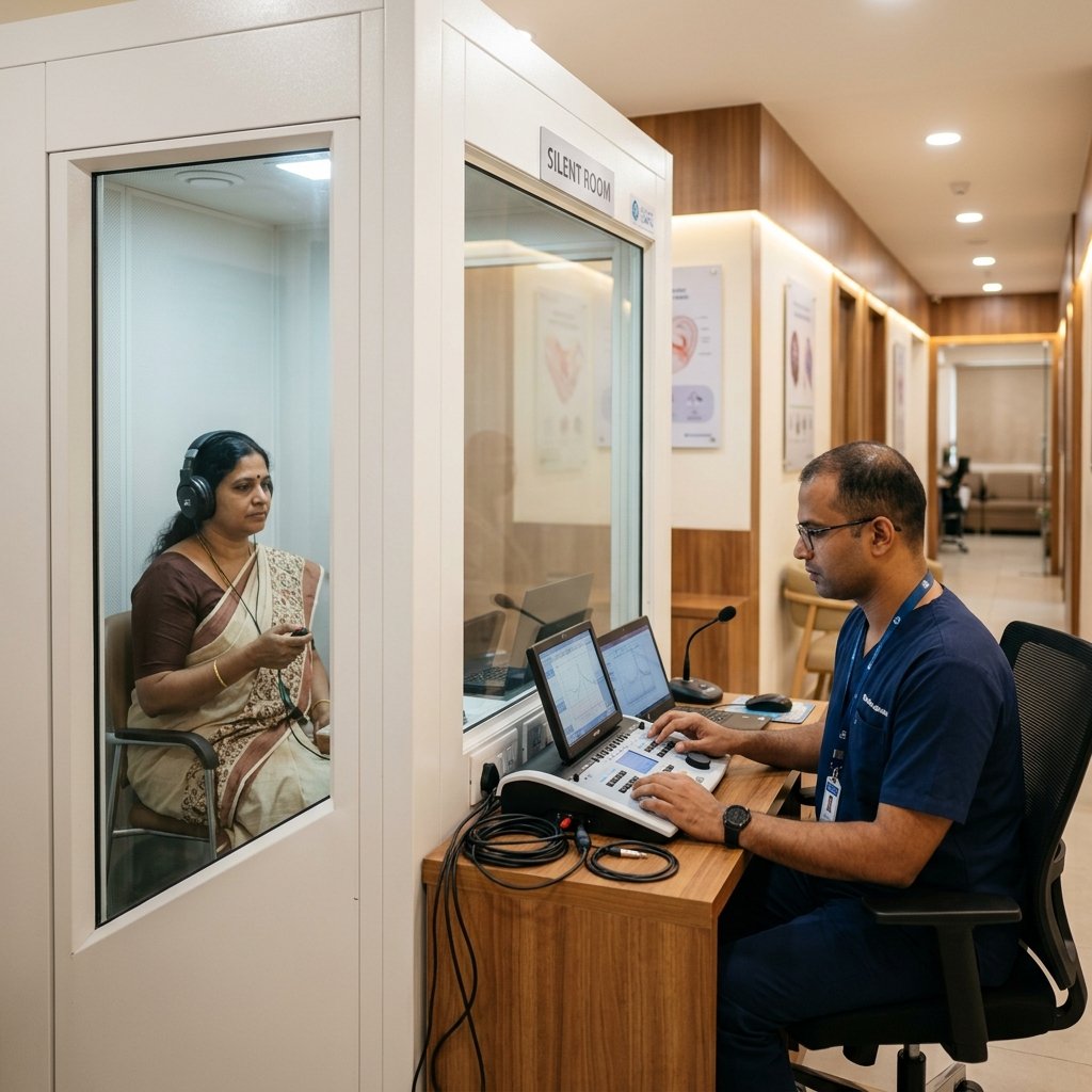 Hearing test at Samanwaya Clinic